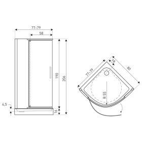 KERRA - Sprchovací kút s vaničkou Splash 80 (čierny) 5907548123510