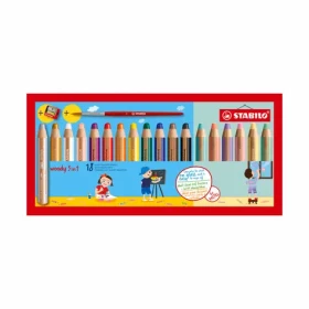 STABILO® Woody 3 in 1 - 18 ks sada s strúhadlom a so štetcom - 18 rôznych farieb (880/18-4)