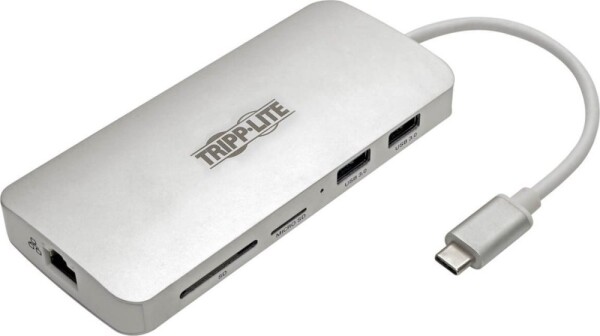 Eaton USB-C z serii Tripp Lite — 4K HDMI, USB 3.x (5 Gb/s), USB-A/C, GbE, karta pamięci, PD 60 W