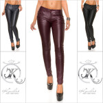 Sexy leather look trousers with zip pockets BORDEAUX S