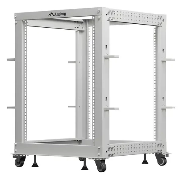 Lanberg Open Rack 15U sivá / Rozvádzač / 19" / 600x600-1100 mm / nosnosť 600 kg (OR01-6115-S)