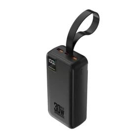 Wozinsky W8-W čierna / Powerbanka / 30000 mAh / 30W / 2x USB-A + USB-C / LED svietidlo