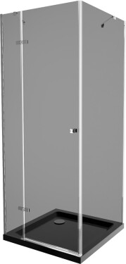 MEXEN/S - Roma sprchovací kút 90x90, grafit, chróm + čierna vanička so sifónom 854-090-090-01-40-4070
