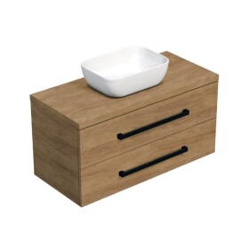 Kúpeľňová skrinka s čiernou úchytkou a krycou doskou SAT Cube Way 100x47,5x46 cm dub Hickory mat CUBE46C1003DHSAT45 CUBE46C1003DHSAT45