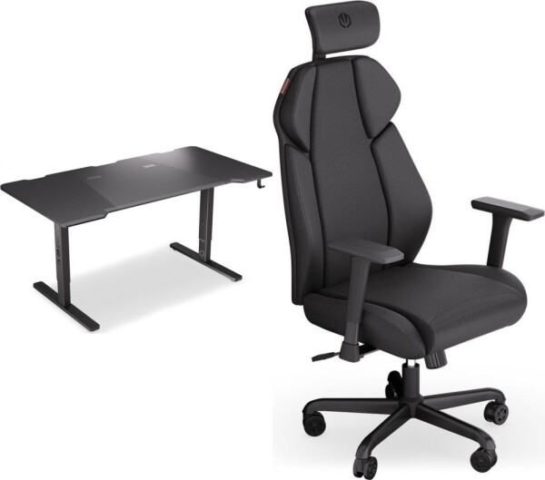 Endorfy Biurko Endorfy Atlas L Czarne 150 cmx78 cm + Fotel Meta BK czarny