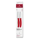 VICTORINOX Swiss Classic Kuchynský nôž 8 cm set 2 ks červená / rovné a vrúbkované ostrie (6.7491.2C1)