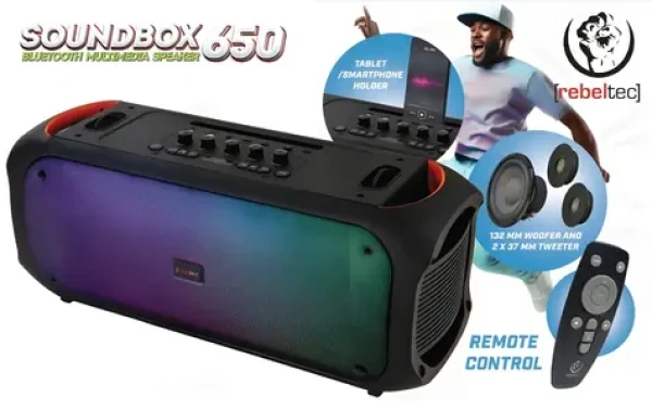 SoundBox 650 / Prenosný reproduktor / Bluetooth / FM rádio / USB/SD / Party (RBLGLO00051)