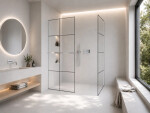 CERANO - Sprchová zástena Walk-in Crystal TL/P - 8 mm - bezvzperový systém + polička/držiak na uteráky - chróm, industriálne sklo - 140x90x200 CER-8050BD6584