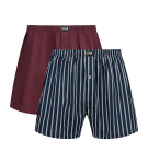 Pánske voľné boxerky 2 ks DIM COTTON STRETCH LOOSE BOXER 2x - DIM - tmavo červená XL