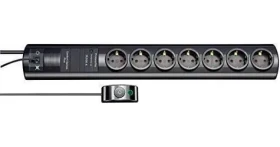 Brennenstuhl Primera-Tec Comfort Switch PLUS čierna / Predlžovací kábel / 7x zásuvka / nožný spínač / 2 m (1153300467)