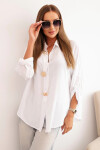 Dámska košeľa s viskózou, ozdobnými gombíkmi a golierom biela UNI