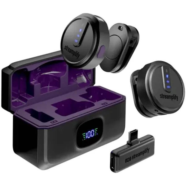 Streamplify MIC GO / 2x bezdrôtový mikrofón + nabíjacie puzdro / 2.4GHz / USB-C / výdrž až 21 hodín (SPML-MG1C051.11)