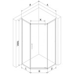 MEXEN - Exo sprchovací kút päťboký krídlový 90 x 80, transparent, čierna 812-090-080-70-00