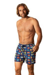 Pánske plavecké šortky Happy Shorts long SM29-48 Tmavomodrá zmes - Self XL tmavě modrá - vzor