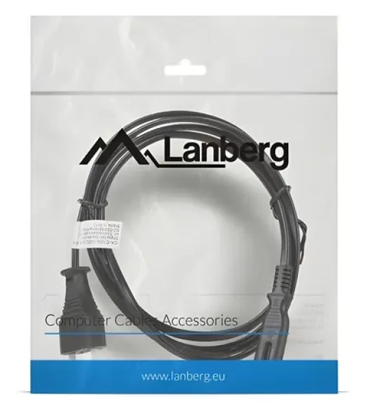 Lanberg CA-C7CA-10CC-0018-BK čierna / Napájací kábel / CEE7/16 - C7 / 1.8 m (CA-C7CA-10CC-0018-BK)