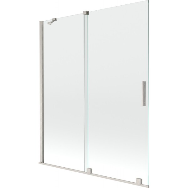 MEXEN/S - Velár dvojkrídlová posuvná vaňová zástena 140 x 150, transparent, nikel kartáčovaný 896-140-000-01-97