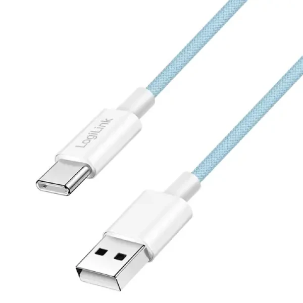 LogiLink USB-A - USB-C modrá / Nylonový kábel / USB 2.0 / 60 W / 0,5 m (CU0329)