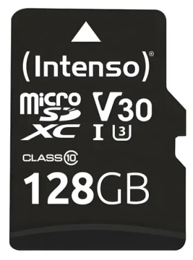 INTENSO UHS-I Professional 128 GB čierna / Pamäťová karta microSDXC / Class 10 / UHS-I / čítanie 90 MB/s / vr. SD adaptéra (3433491)