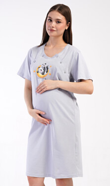 Dámska materská nočná košeľa Hello baby šedá M