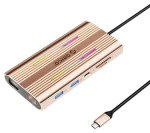 Orico USB-C hub 12v1 RGB ružovo-zlatá / USB hub / PD 100W / 2x HDMI 4K 60Hz / VGA / RJ45 Gigabit / 2x USB-A (ORICO-XDR-X1-RG-BP)