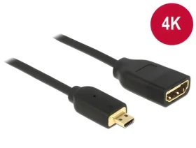 DeLock čierna / Adaptér micro HDMI - HDMI / High Speed s Ethernetom / 4K 60 Hz / 20 cm (65687)