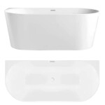 REA/S - Akrylátová vaňa CAPRI SLIM 150cm Kartáčované zlato krytka zátky KPL-W8503