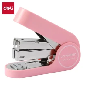 Deli LonGreen Easy ružová / Zošívačka / Do 25 listov / Sponky 24/6 a 26/6 / Hĺbka 35 mm / Recyklovaný plast (D395524)