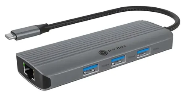 Icy Box IB-DK4034a-CPD strieborná / Dokovacia stanica / USB-C / 3x USB-A 3.2 Gen2 / HDMI / RJ-45 / 100W PD (IB-DK4034a-CPD)