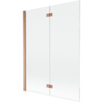 MEXEN - MIST vaňová zástena 130x150 cm 6mm 2-s, meď kartáčovaná, číra, ľavá 8A9-130-002-65-00-L