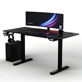Ultradesk LEVEL V2 červená / Herný elektricky nastaviteľný stôl / 140 x 68 x 72-117 cm / držiak slúchadielnápojov (UDESK-LVA-RD)