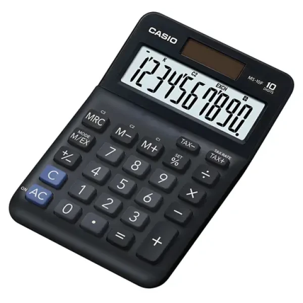 Casio MS 10 F čierna / Stolová kalkulačka s výpočtom DPH / desaťmiestna (MS 10 F)