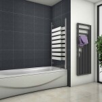 H K - Vaňová zástena S22 STRIPE 120x140cm - dvojdielna sklopná, číre sklo so vzorom, pravý variant SE-S22STRIPE120R