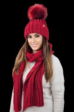 Súprava čiapky a šálu K.23.211.21 dark red - Kamea UNI