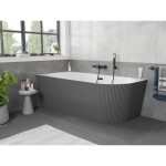 MEXEN/S - Silo voľne stojaca rohová vaňa ľavá reliéf 170 x 80, biela/sivá, sifón a prepad čierna 52891708062L-70