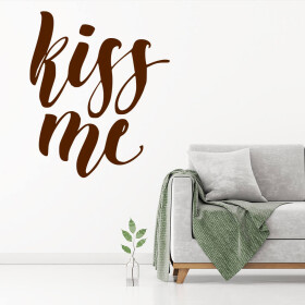 Veselá Stena Samolepka Kiss me Farba: hnědá, Veľkosť: 40 x 33 cm