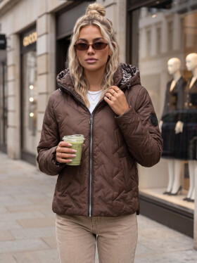 Dámska prechodná bunda s kapucňou, hnedá, FashionStreet TY5772 XXL