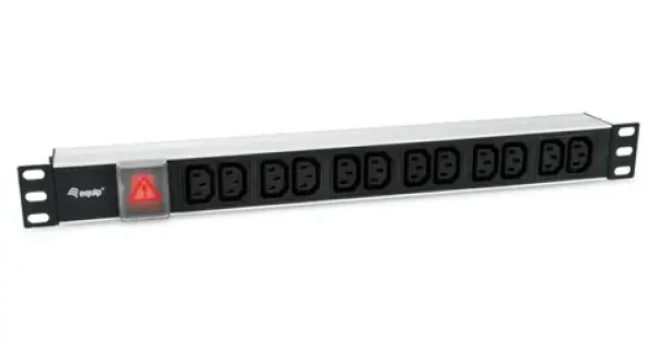 Equip 333318 čierna / Zásuvkový panel do racku 19" / 12x IEC C13 / 1U / hliník / 1,8 m (333318)
