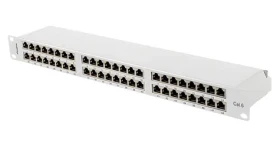 Lanberg Patch panel 48 portov tienený šedý / Patch panel / 19" / 1U / Cat.6 FTP (PPS6-1048-S)