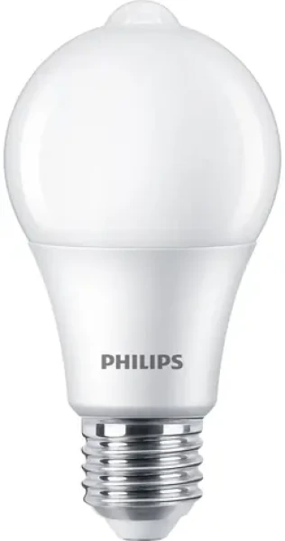Philips Sensor A60 E27 8W / LED žiarovka / matný kryt / teplá biela / 806 lm / trieda F (SKL000362216)