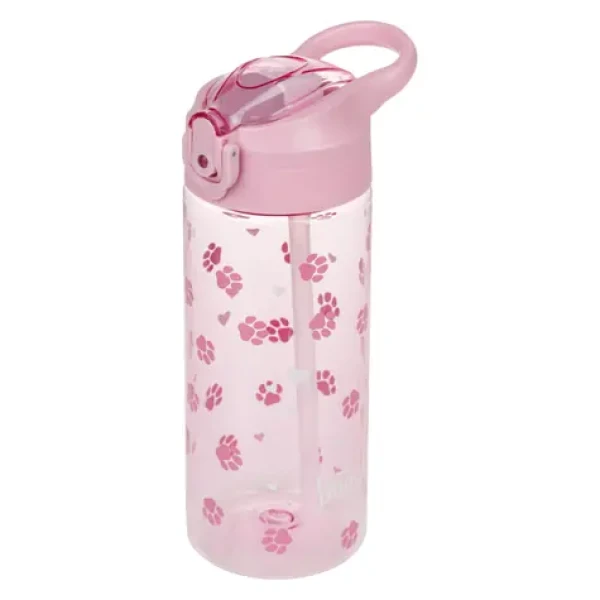 BAAGL Tritánová fľaša na pitie so slamkou Tlapky 500 ml (A-35413)