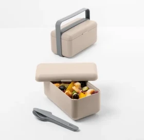 BlimPlus Bauletto S moka grey / Box na jedlo / vzduchotesný / do mikrovlnky / príbory v sade / bez BPA (LU001-000SMC-319CA)