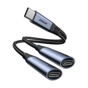 Joyroom SY-C03 Audio adaptér 2v1 USB-C (M) - duálny USB-C (F) čierna (SY-C03)