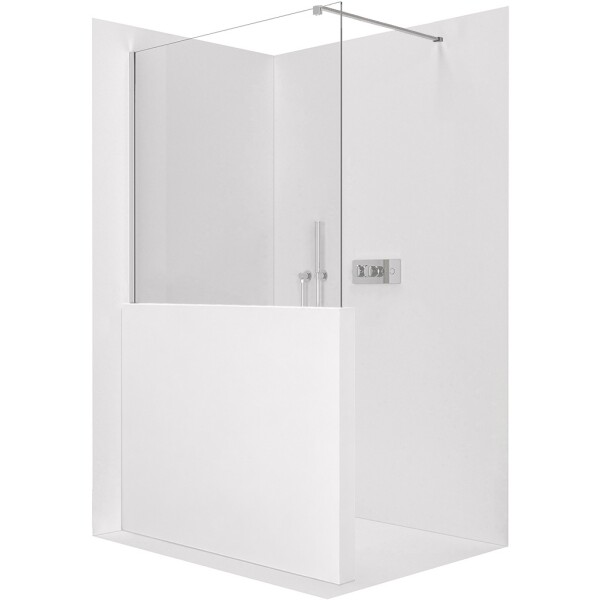 CERANO - Sprchová zástěna Walk-in Onyx Half Cube L/P - 8 mm - hranatá vzpěra - chrom, transparentní sklo - 110x100 CER-978624