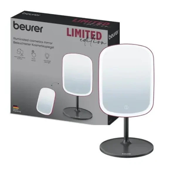 BEURER BS 47 Kozmetické zrkadlo s osvetlením červená / normálne + 5 násobné zväčšenie / LED svetlo / priemer 11cm (4211125105396)