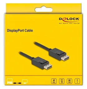 DeLock DisplayPort 2.1 2m / Kábel / 16K 30 Hz, 8K 60 Hz / 40 Gbps / HDCP 2.3 (80493)