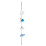 MSV FREESTAND teleskopická rohová polica do sprchy bez vŕtania biela / oceľ / plast / 245 cm (3700281406054)