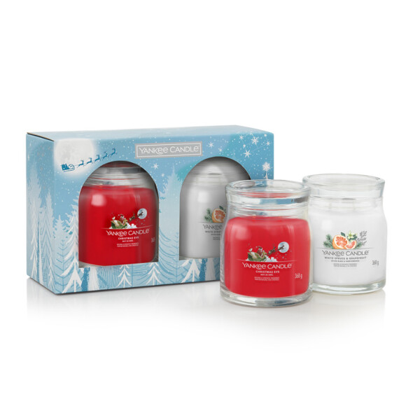 Yankee Candle Sada 2 stredných sviečok Signature - 2 knôty / Christmas Eve / White Spruce amp; Grapefruit (5038581151960)