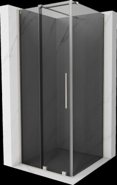MEXEN/S - Velár sprchovací kút, posuvné dvere 90 x 90, grafit, nikel kartáčovaný 871-090-090-41-97