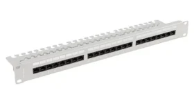 Lanberg sivý / Patch panel / 24 portov / Cat6A / UTP / s policou / 1U / 19" (PPUA-1124-S)