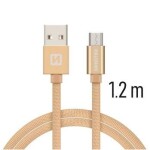 SWISSTEN TEXTILE dátový kábel USB - microUSB 1.2m zlatá (71522204)